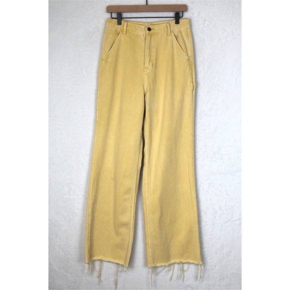 PACSUN Carpenter Jeans Women's Sz‎ 28 Yellow Ultra High Rise Flare Cotton - Picture 1 of 11